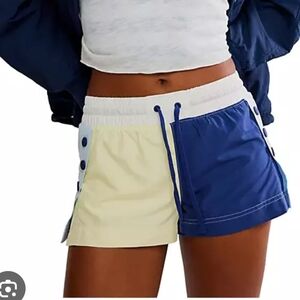 FP Movement by Free People Cream and Blue Athletic Shorts